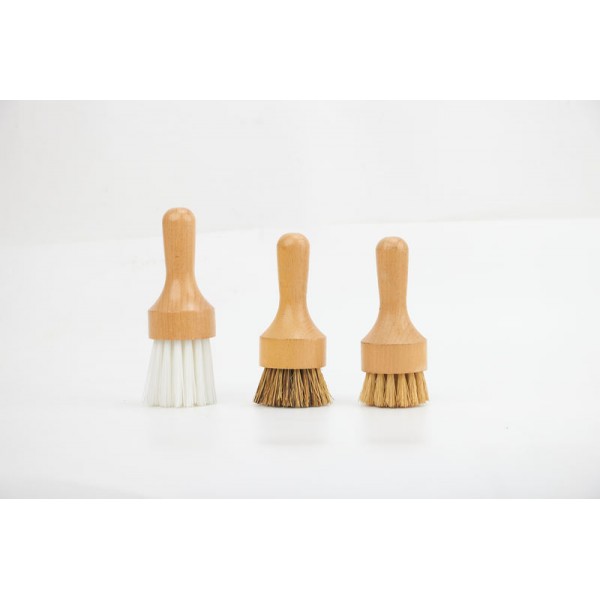 Wooden handle cleaning brush