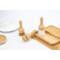 Wooden handle cleaning brush